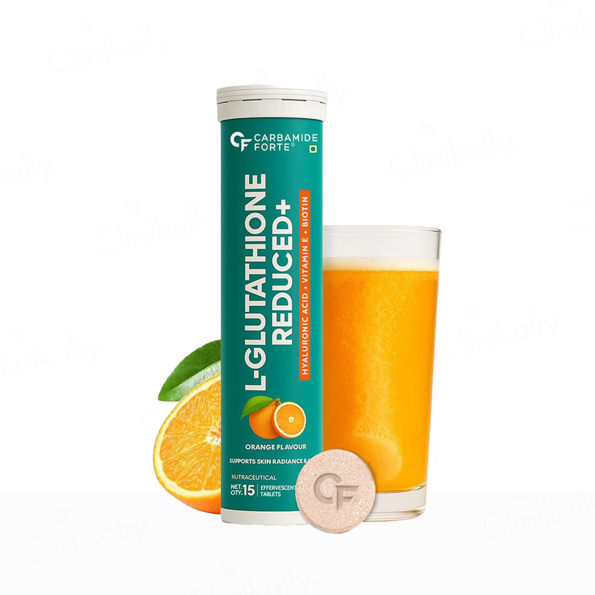 Buy Carbamide Forte L-Glutathione Reduced + Hyaluronic Acid Effervescent Tablet - Orange Flavour Online at Best Price