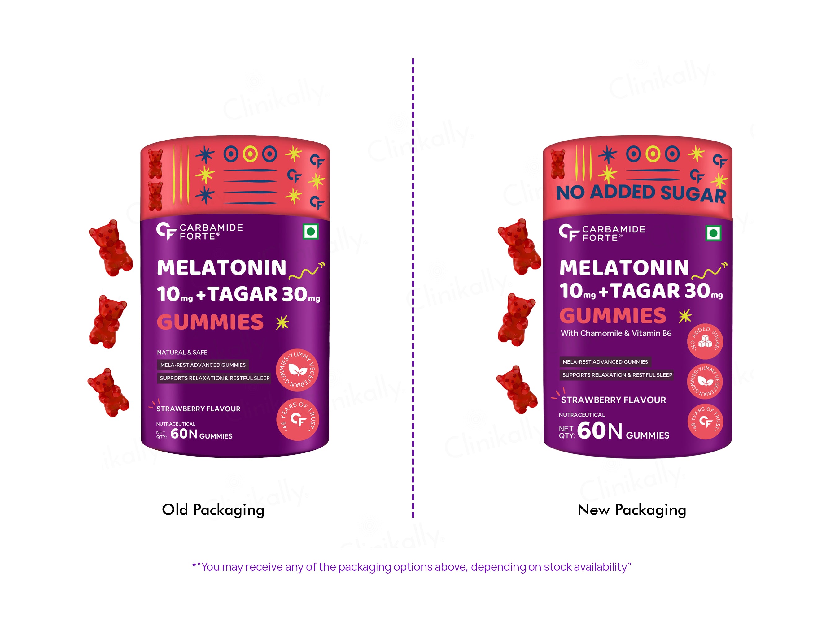 Carbamide Forte Melatonin 10mg + Tagar 30mg Sleep Gummies - Strawberry Flavour