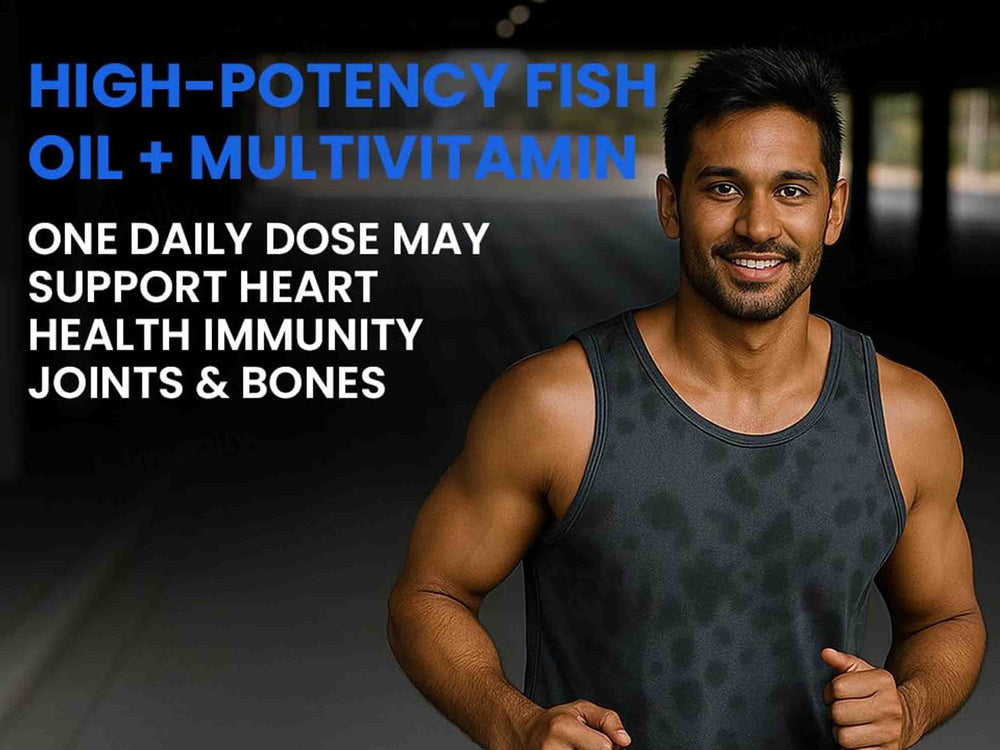 Carbamide Forte Multivitamin With Probiotics & Ginseng + Salmon Fish Oil 1000mg Combo Pack For Men