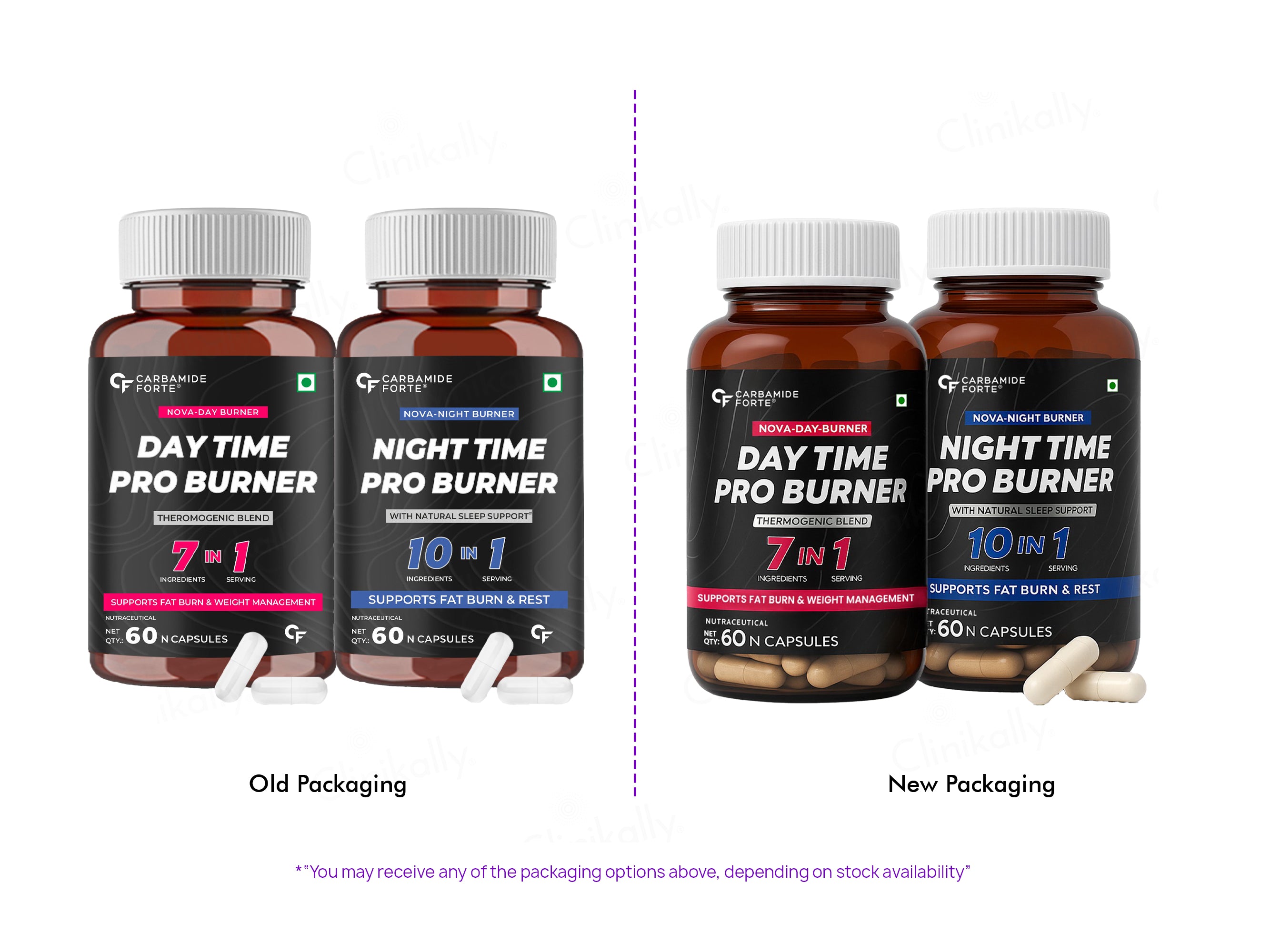 Carbamide Forte Night Time & Day Time Pro Fat Burner Capsule Kit Combo Pack