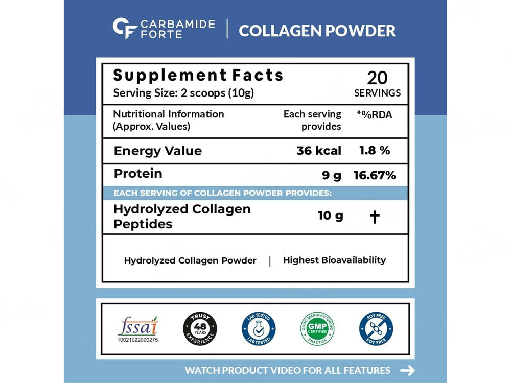 Carbamide Forte Type 1 & 3 Hydrolyzed Collagen Peptides Powder - Unflavoured