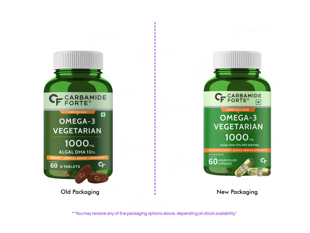 Carbamide Forte Vegetarian Omega-3 1000mg With Algal DHA 10% Liquid Filled Capsule