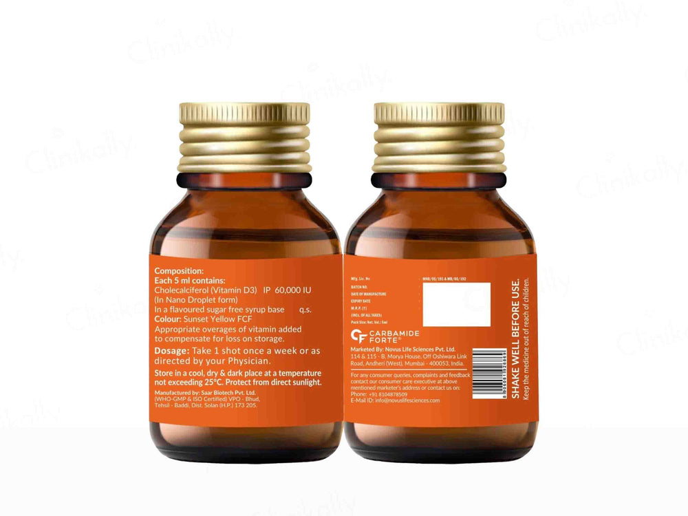 Carbamide Forte Vitamin D3 60000 IU Nano Shot Oral Solution - Orange Flavour