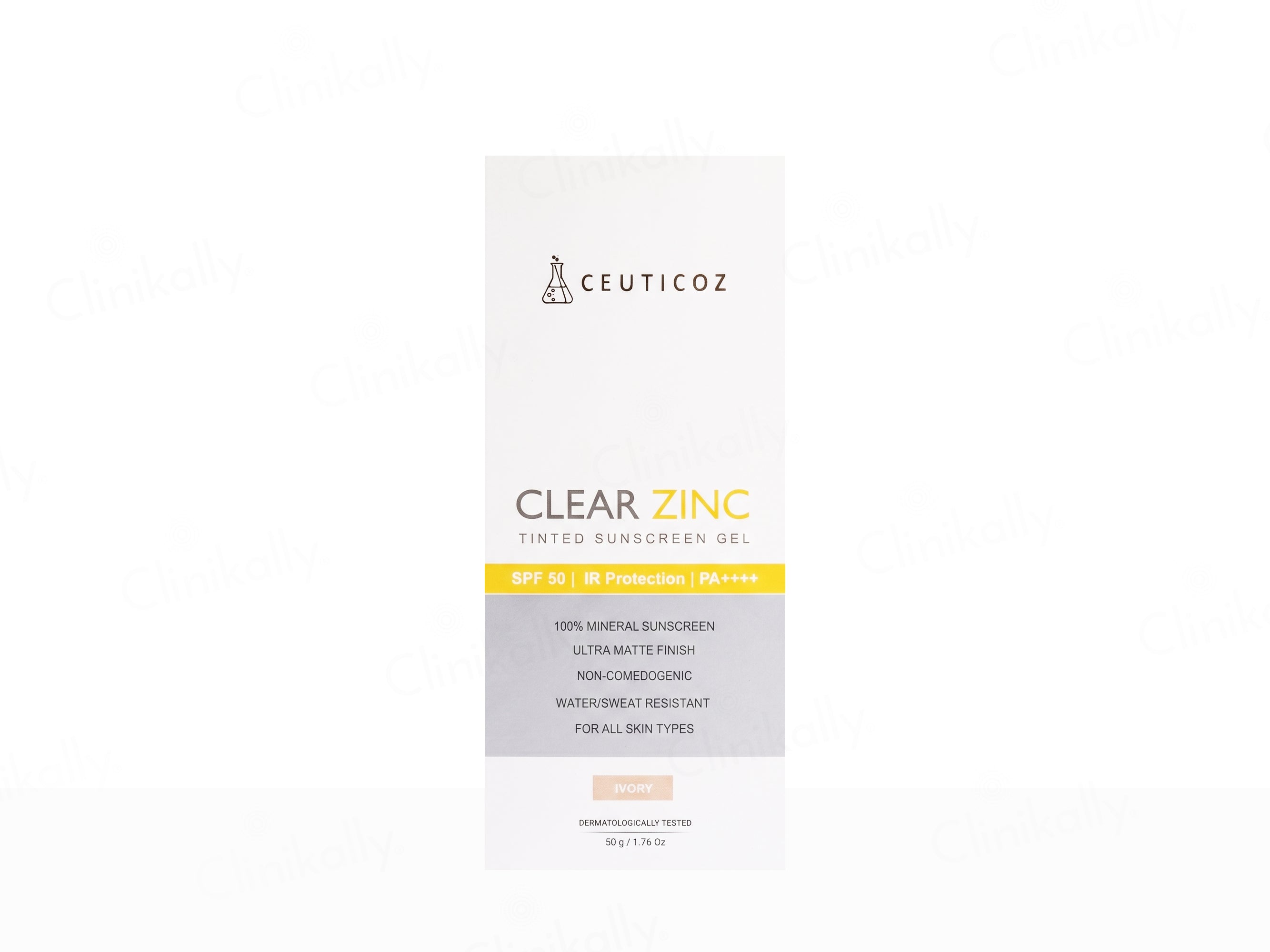 Ceuticoz Clear Zinc Tinted Sunscreen Gel SPF 50 PA++++ (Ivory)