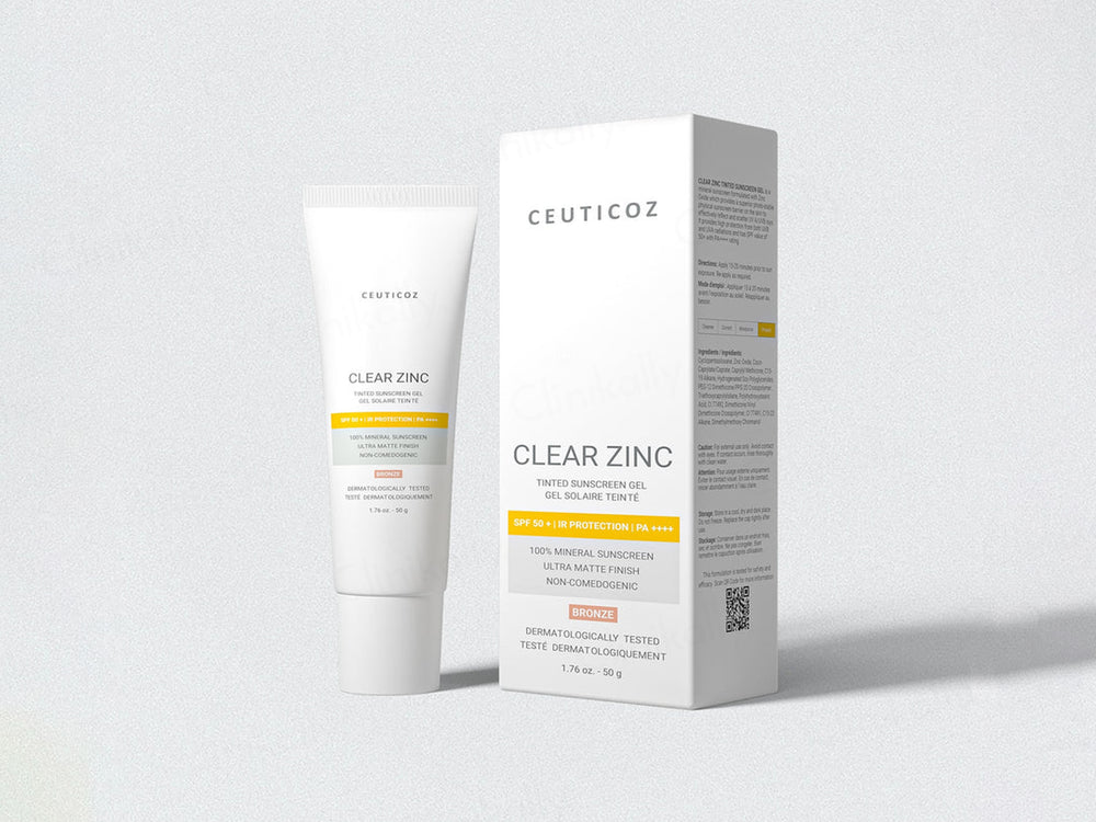 Ceuticoz Clear Zinc Tinted Sunscreen Gel SPF 50+ PA++++ (Bronze)