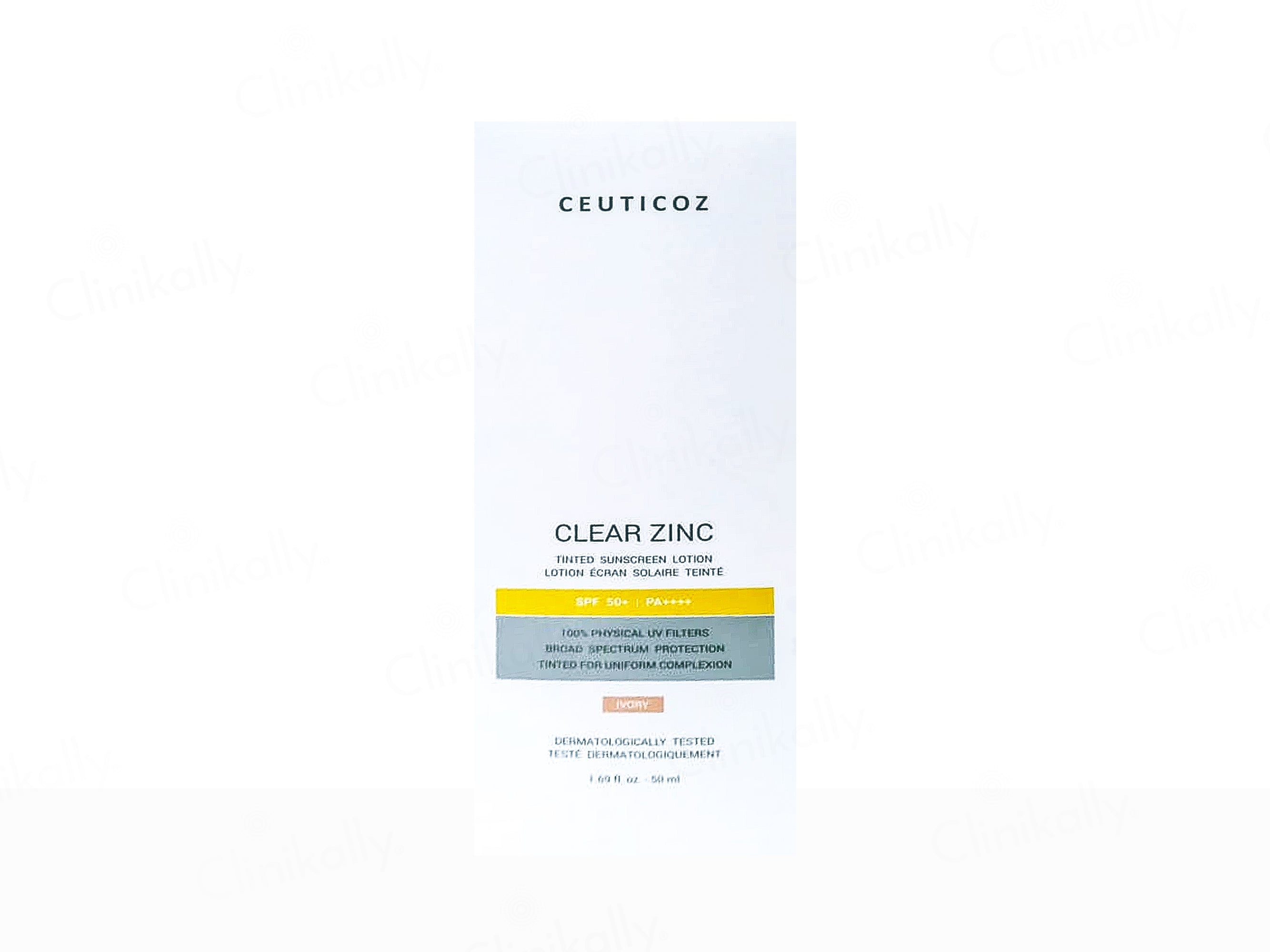 Ceuticoz Clear Zinc Tinted Sunscreen Lotion SPF 50+ PA++++ (Ivory)