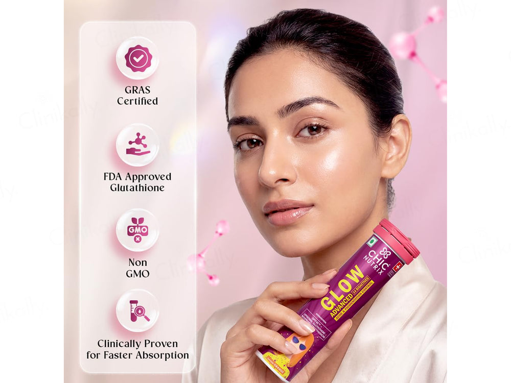 Chic Nutrix Glow Advanced 580mg L-Glutathione Effervescent Tablet - Orange Flavour