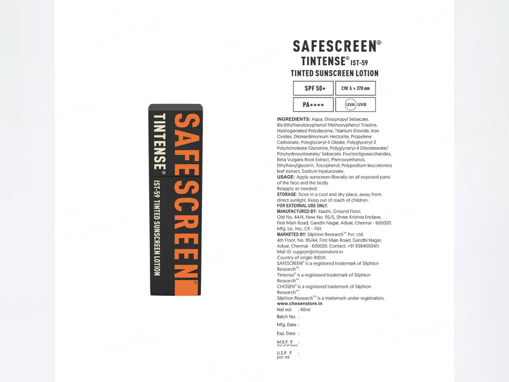 Chosen Safescreen Tintense IST-59 Tinted Sunscreen Lotion SPF 50+ PA++++