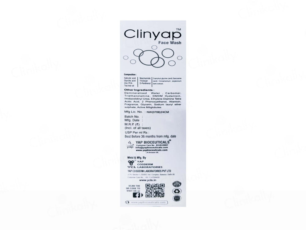 Clinyap Deep Cleansing Face Wash For Oily & Acne Prone Skin
