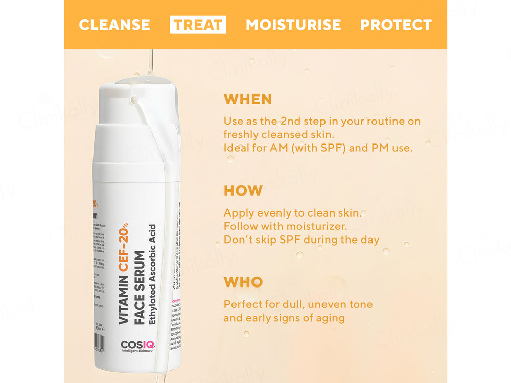 CosIQ Vitamin CEF-20% Ethylated Ascorbic Acid Glow Face Serum