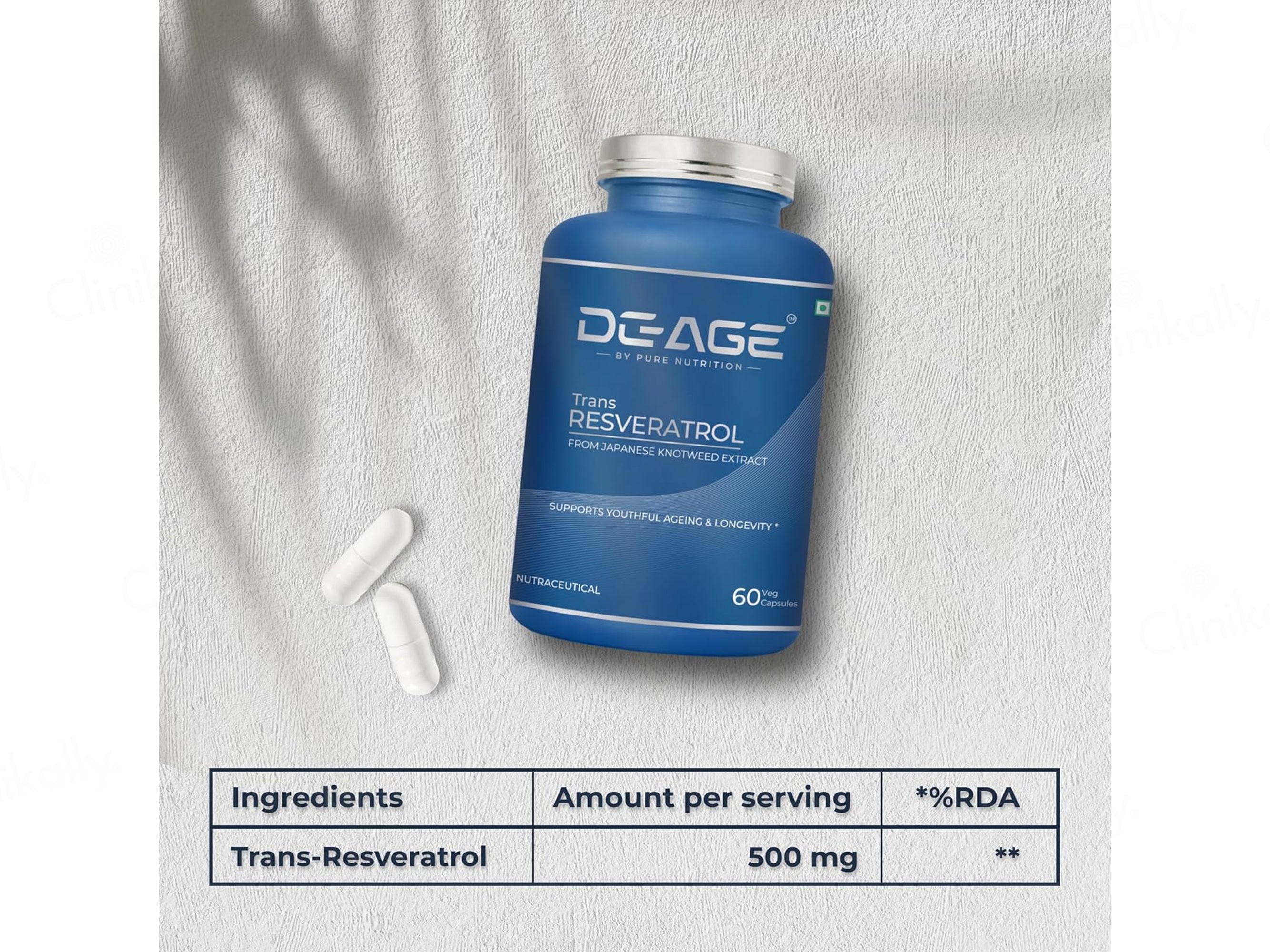 DeAge B-NMN 1000mg Health Supplement Veg Capsule