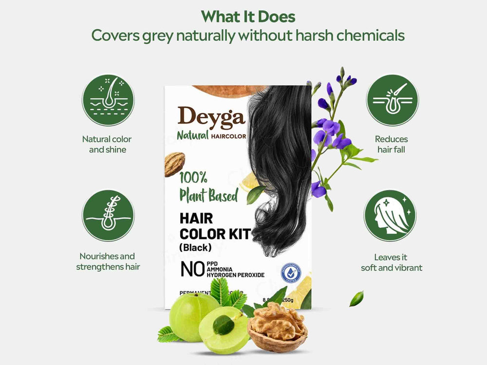Deyga 100% Plant Based Hair Colour Kit - Black