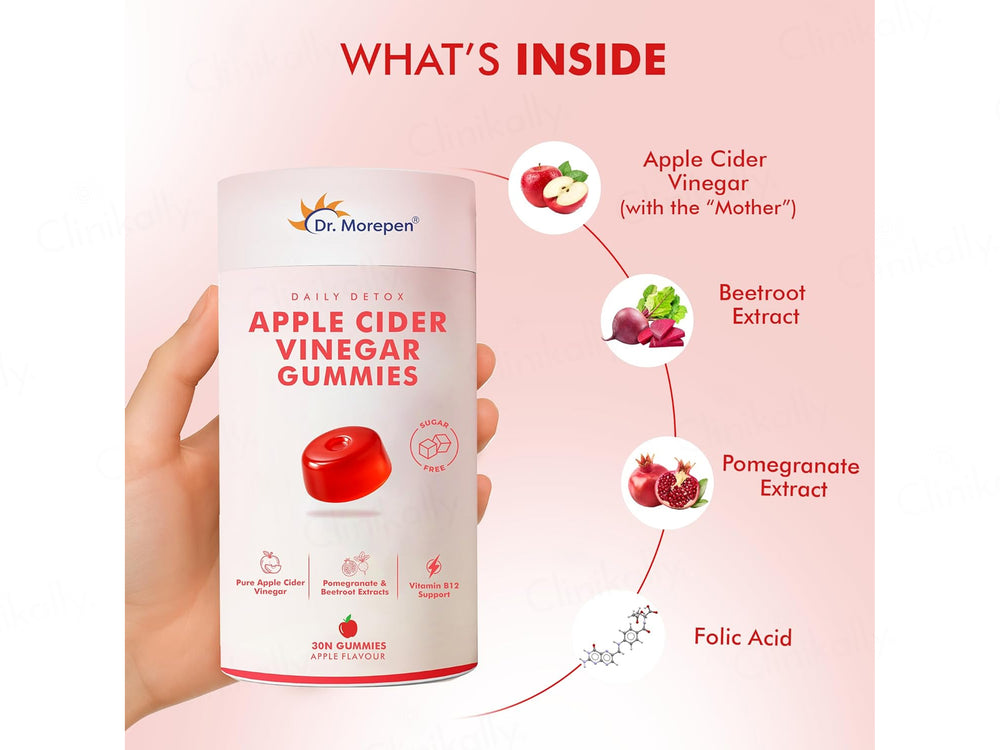 Dr. Morepen Daily Detox Apple Cider Vinegar Sugar Free Gummies - Apple Flavour