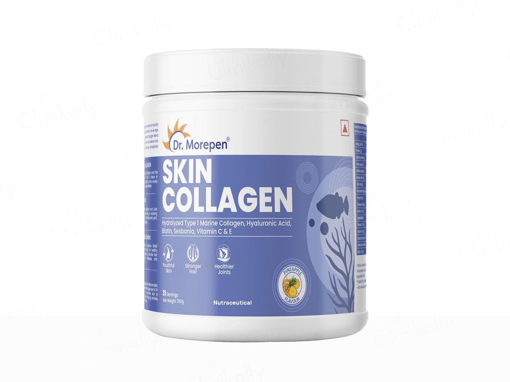 Dr. Morepen Hydrolyzed Type 1 Marine Skin Collagen Powder - Pineapple Flavour