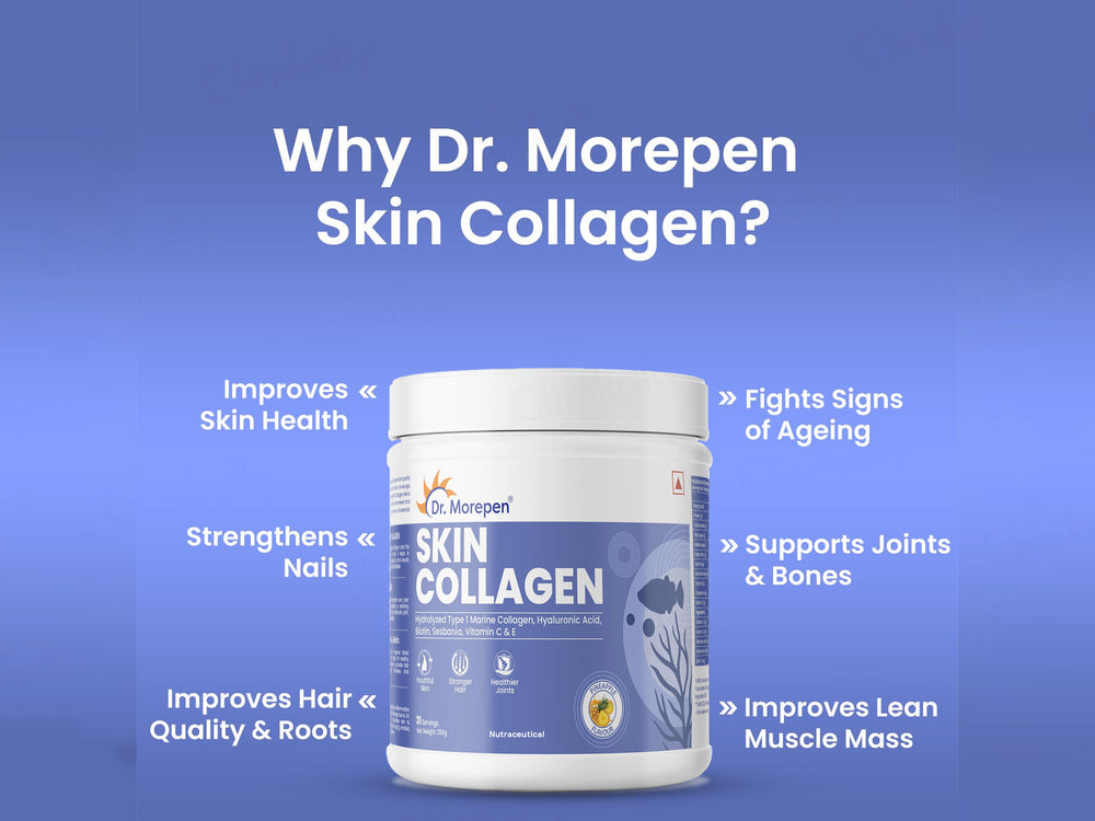 Dr. Morepen Hydrolyzed Type 1 Marine Skin Collagen Powder - Pineapple Flavour