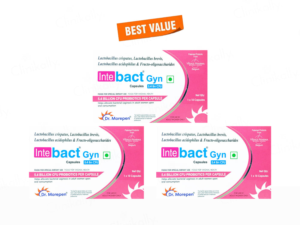 Dr. Morepen Intebact Gyn 5.4 Billion CFU Capsule For Adult Women