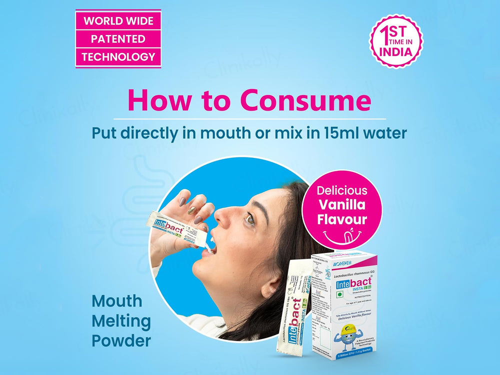 Dr. Morepen Intebact Insta 5 Billion CFU Orosoluble Granules - Delicious Vanilla Flavour