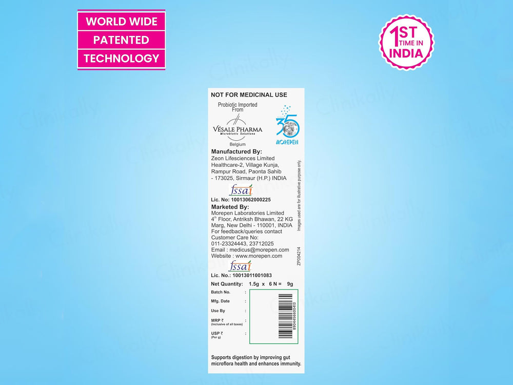 Dr. Morepen Intebact Insta 5 Billion CFU Orosoluble Granules - Delicious Vanilla Flavour