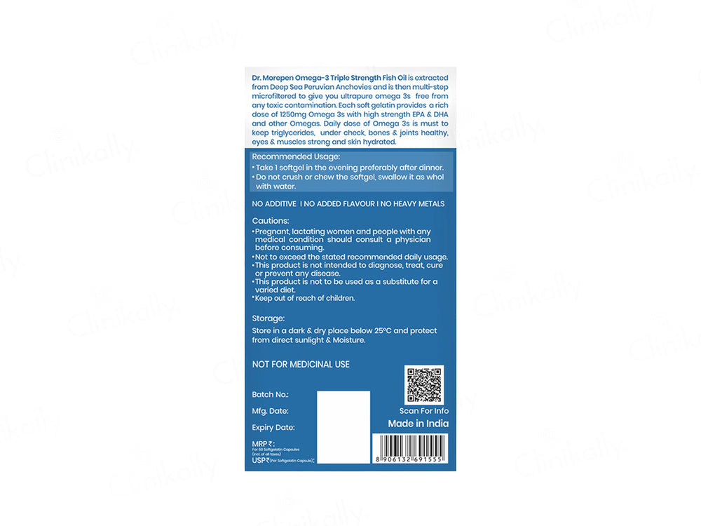 Dr. Morepen Omega-3 Deep Sea Fish Oil Triple Strength Soft Gelatin Capsule