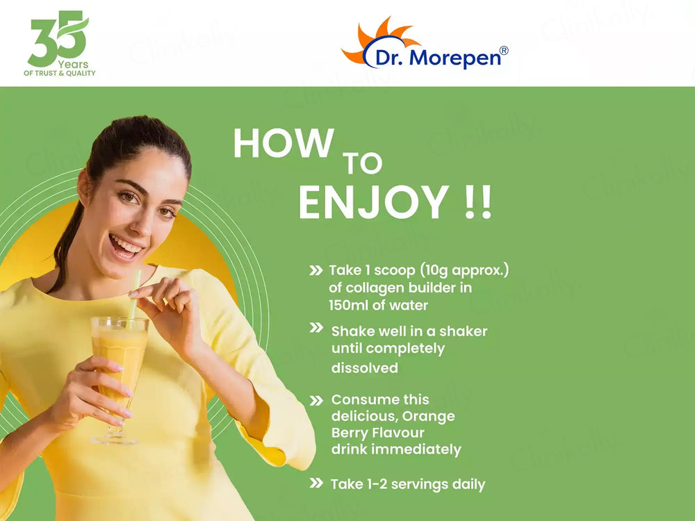 Dr. Morepen Vegan Plant Based Collagen Builder Powder - Orange Berry Flavour