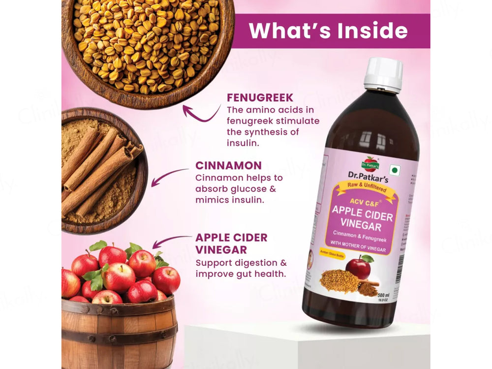 Dr. Patkar's ACV C&F Cinnamon & Fenugreek Apple Cider Vinegar