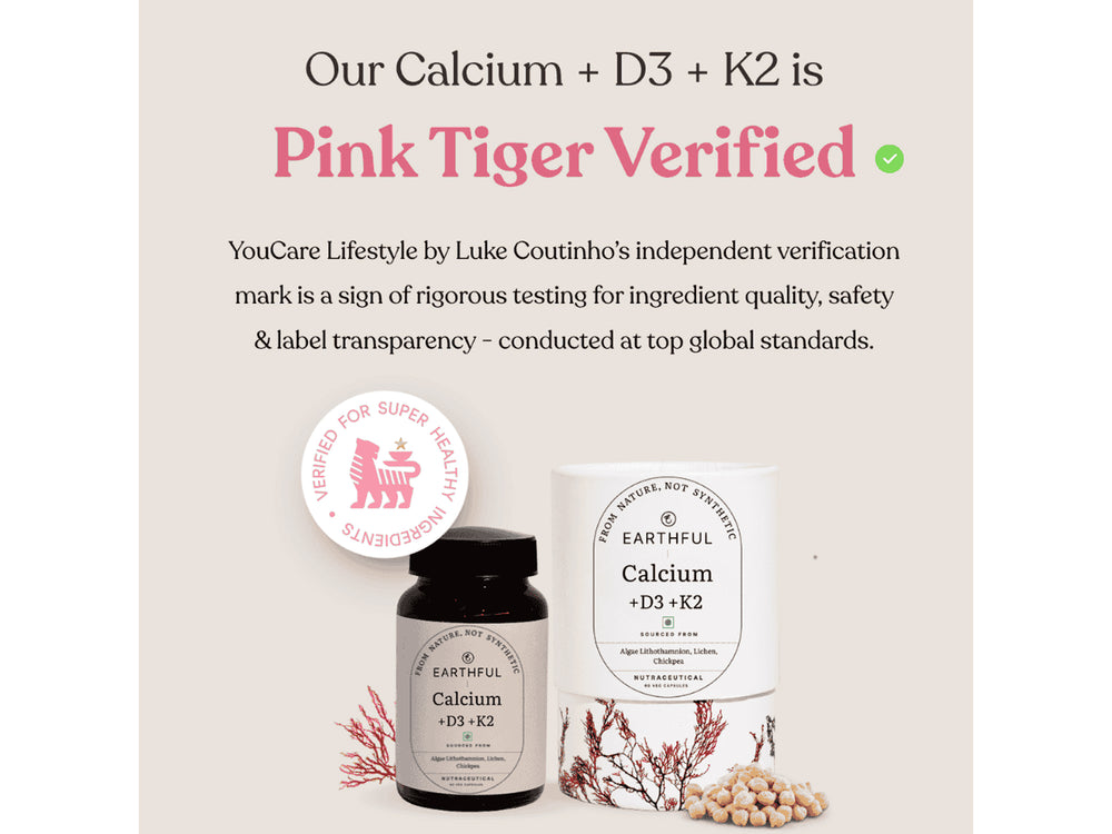 Earthful Calcium + D3 + K2 Health Supplement Veg Capsule