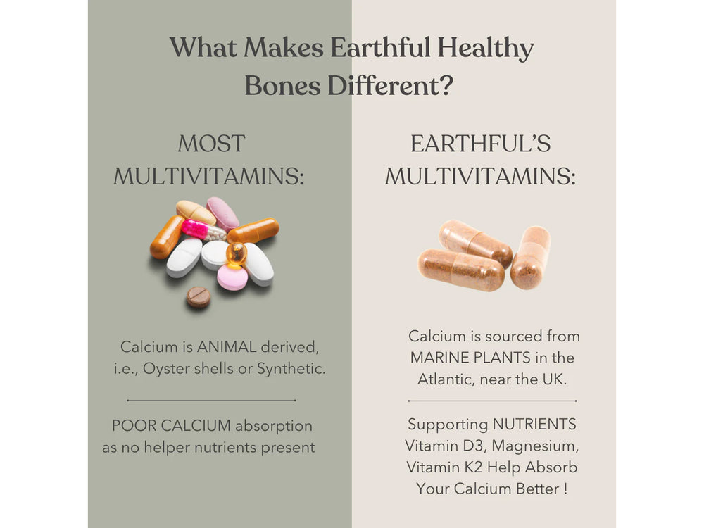 Earthful Calcium + D3 + K2 Health Supplement Veg Capsule