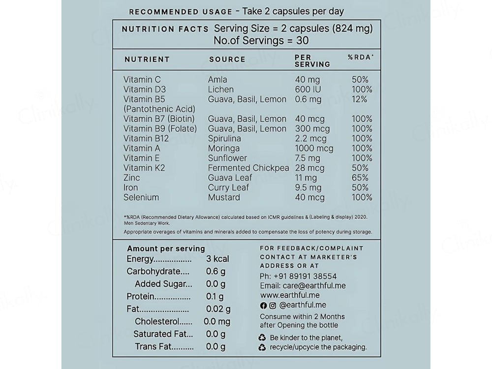 Earthful Men Multivitamin 18+ Nutraceutical Veg Capsule