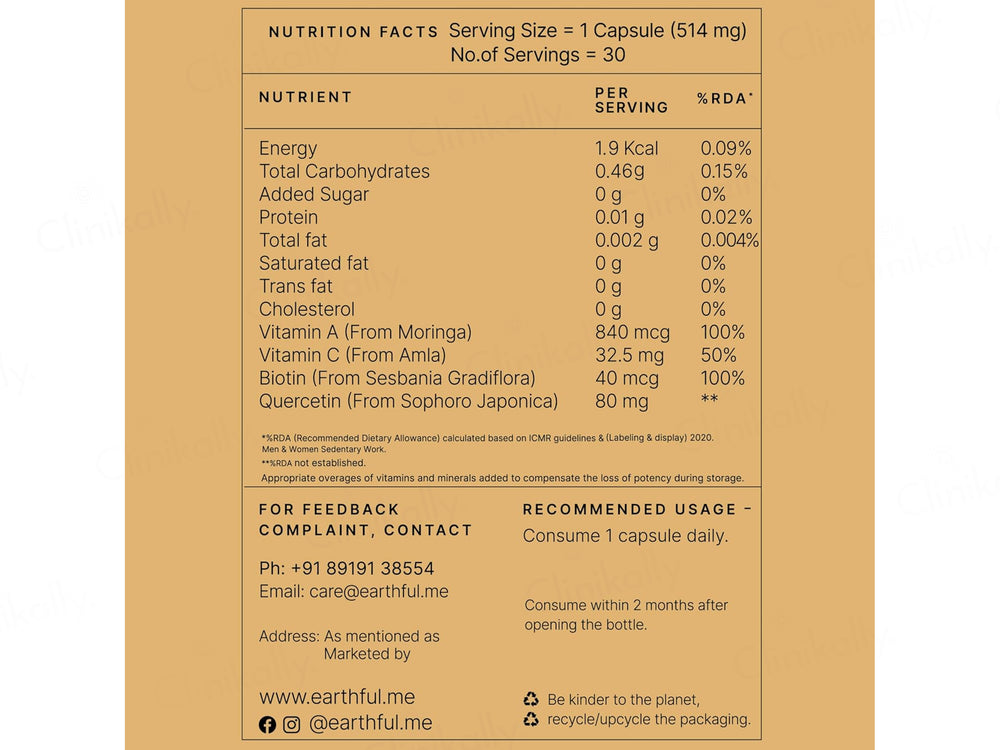 Earthful Root Nourish Biotin + Quercetin Nutraceutical Veg Capsule
