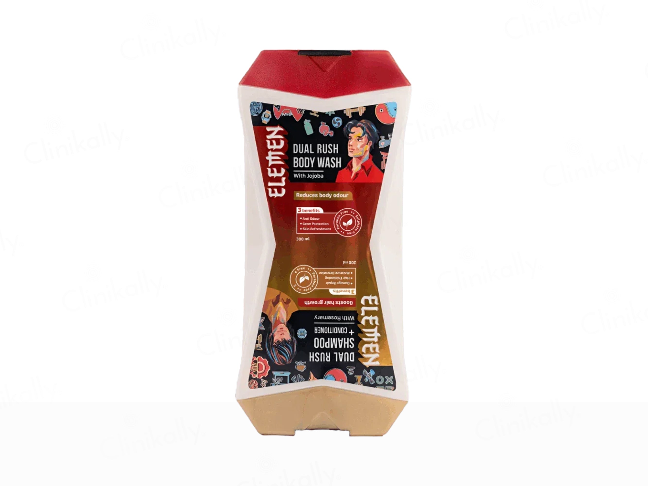 Elemen Dual Rush Body Wash (300 ml) & Shampoo + Conditioner (200 ml)