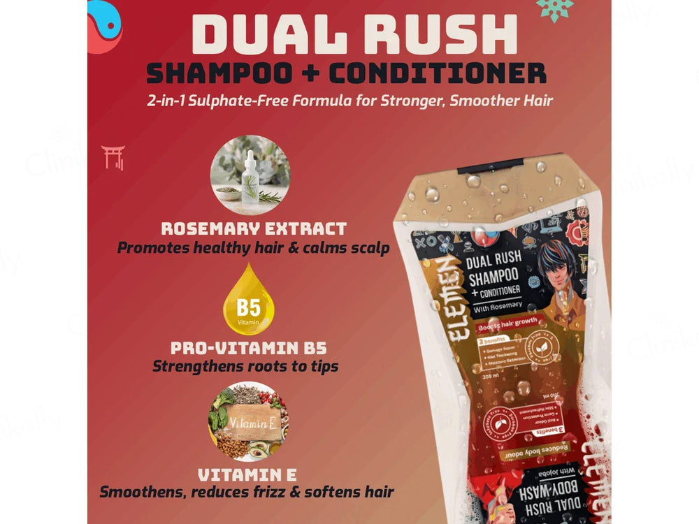 Elemen Dual Rush Body Wash (300 ml) & Shampoo + Conditioner (200 ml)