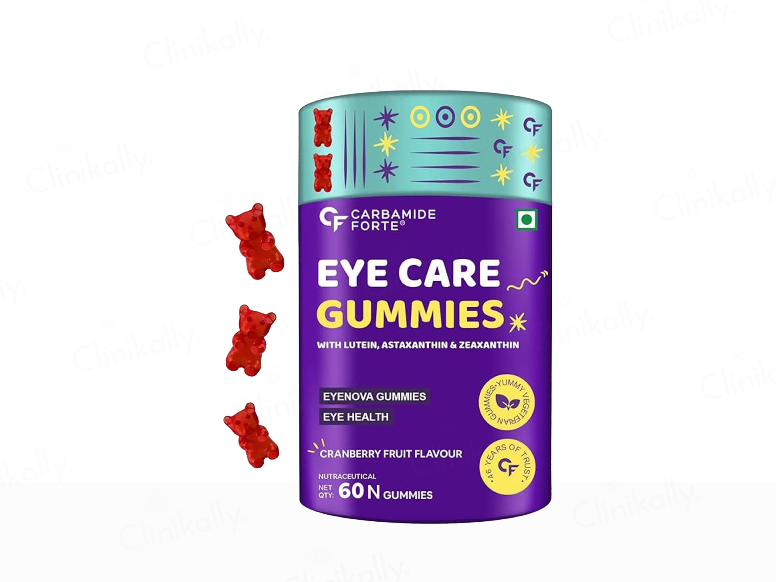 Carbamide Forte Eye Care Gummies With Lutein, Astaxanthin & Zeaxanthin - Cranberry Flavour