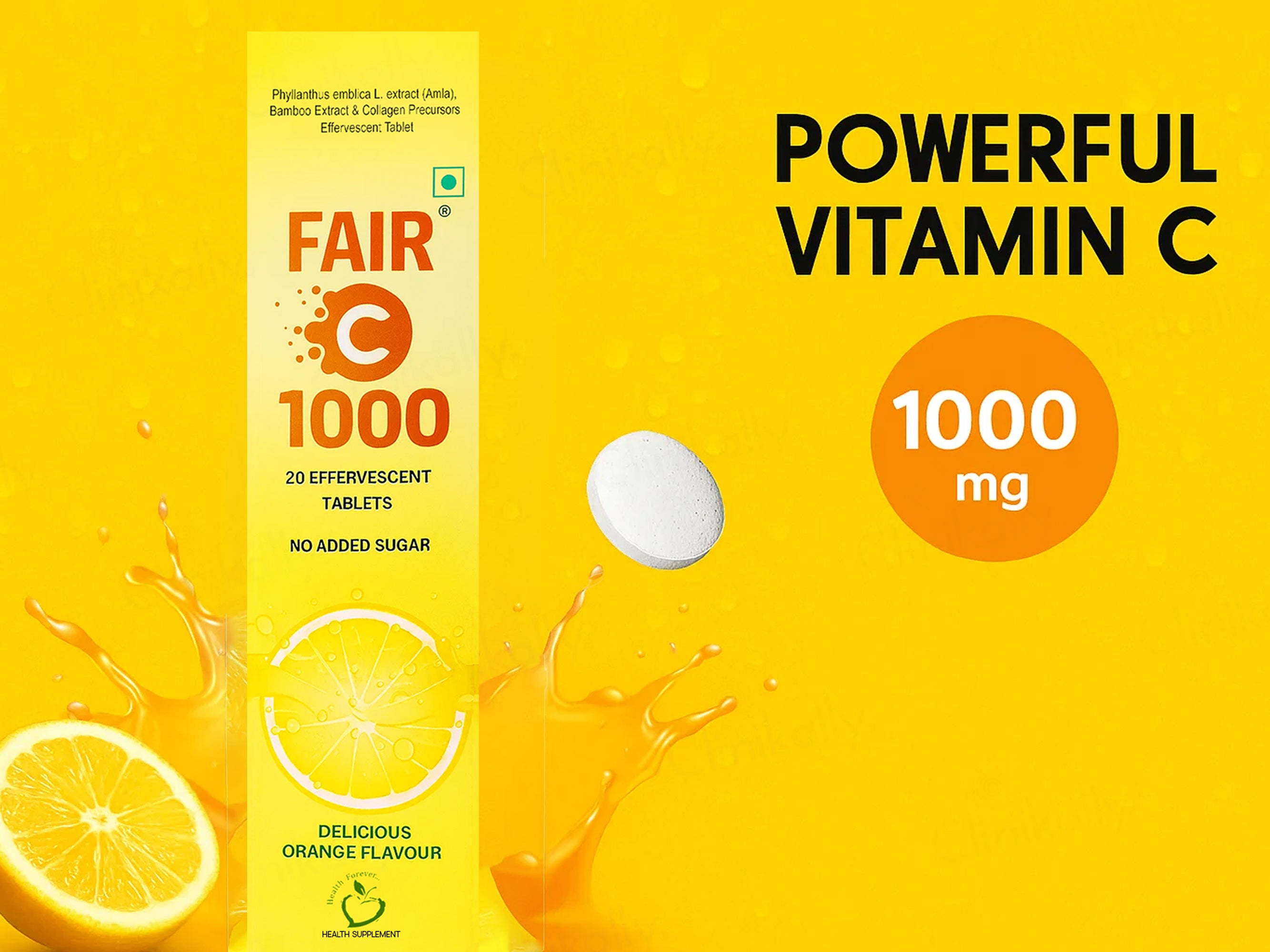 Fair C 1000 Effervescent Tablet - Delicious Orange Flavour