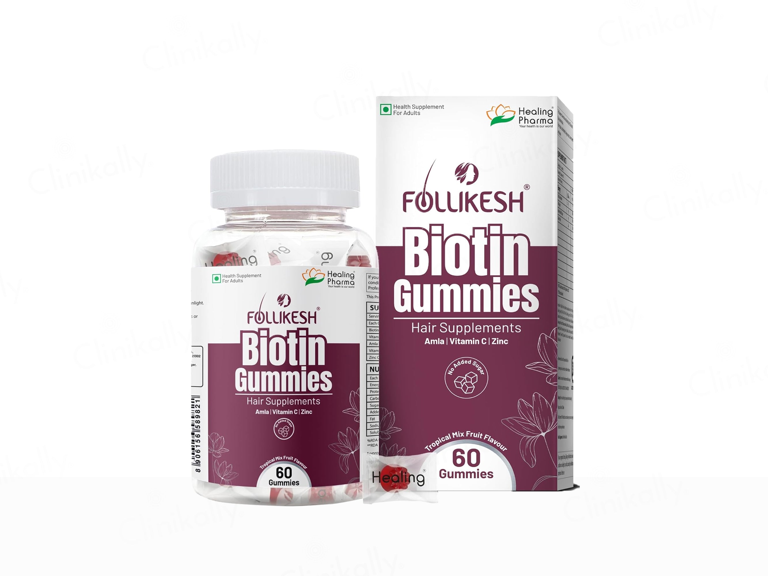 Follikesh Biotin Hair Supplement Gummies - Tropical Mix Fruit Flavour