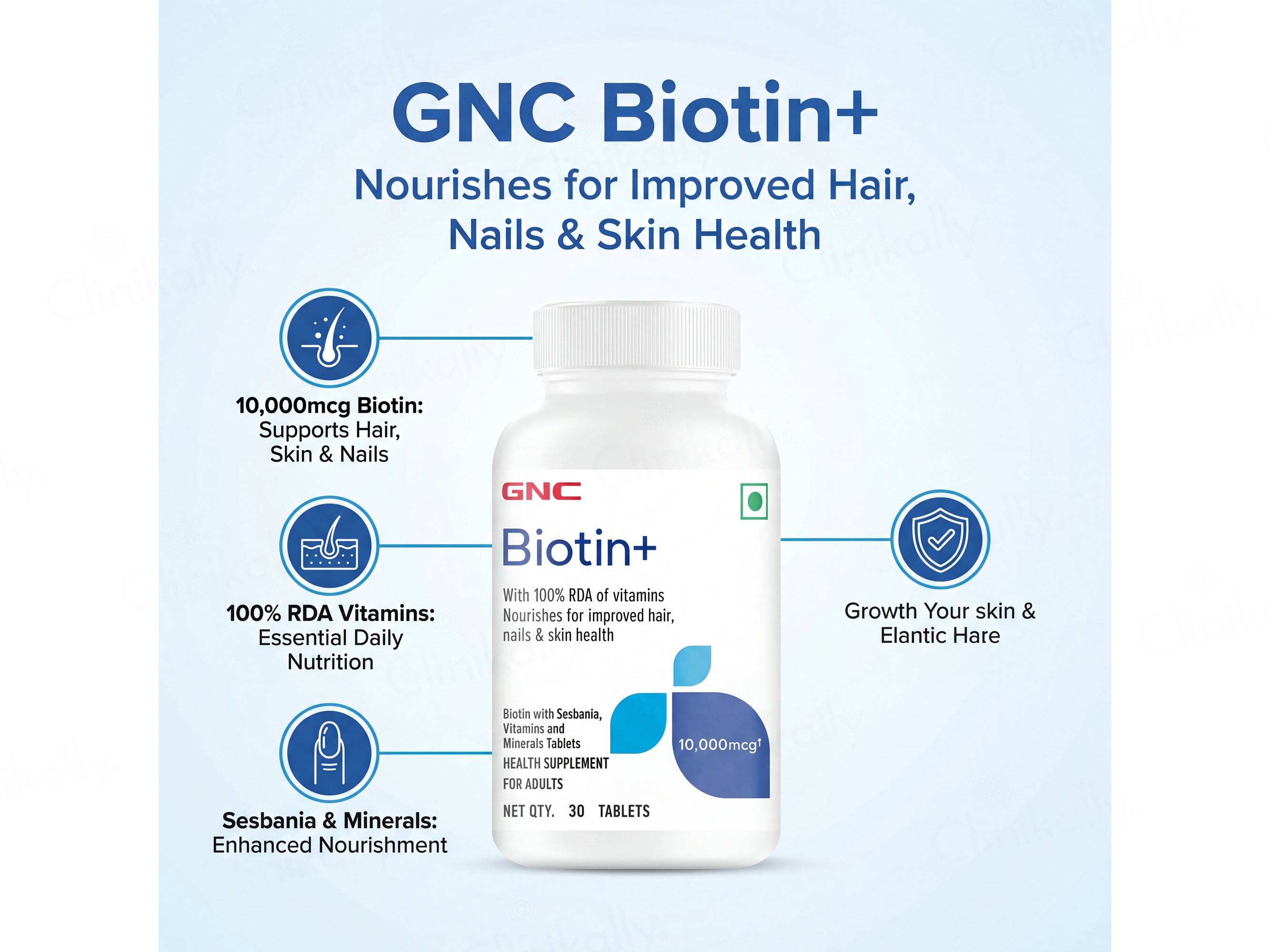 GNC Biotin+ 10000 mcg Health Supplement Tablet For Adults