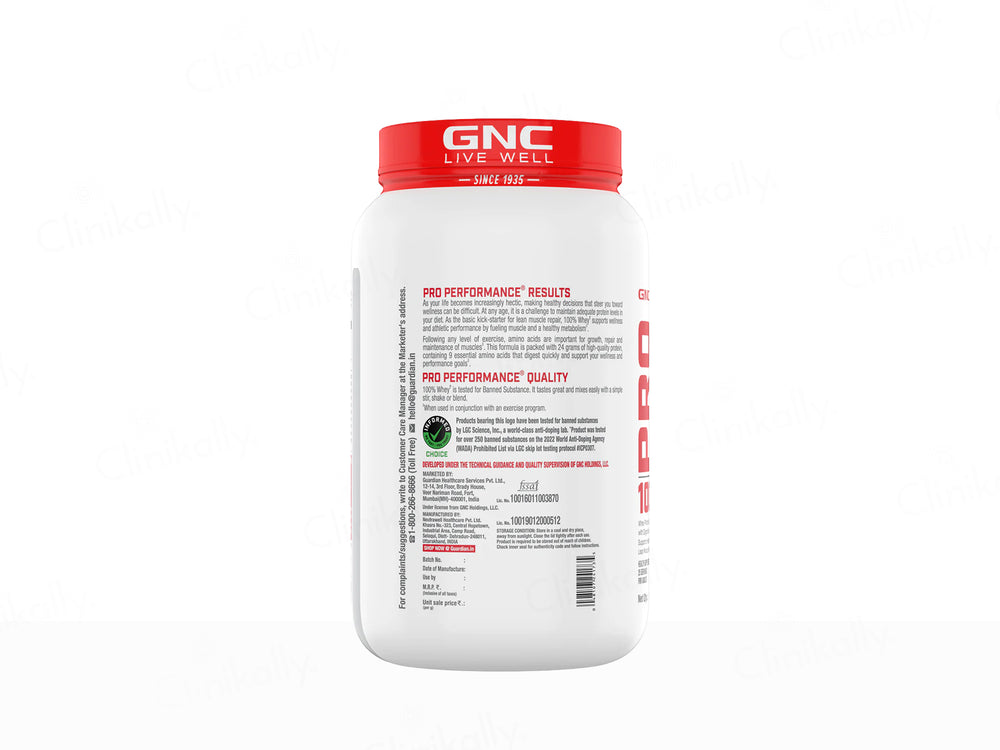 GNC Pro Performance 100% Whey Protein Powder - Vanilla Cream Flavour