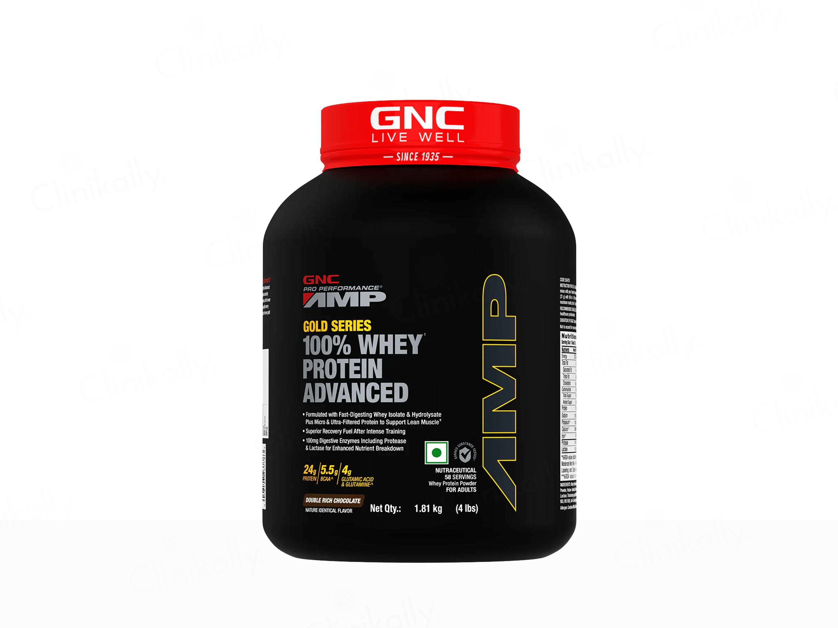 GNC Pro Performance AMP Gold 100% Whey Protein Advanced Powder - Double Rich Chocolate Flavour