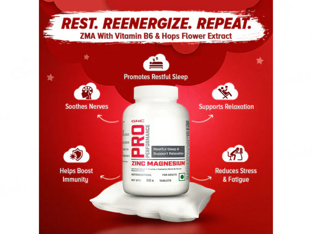 GNC Pro Performance Zinc Magnesium Nutraceutical Tablet For Adults