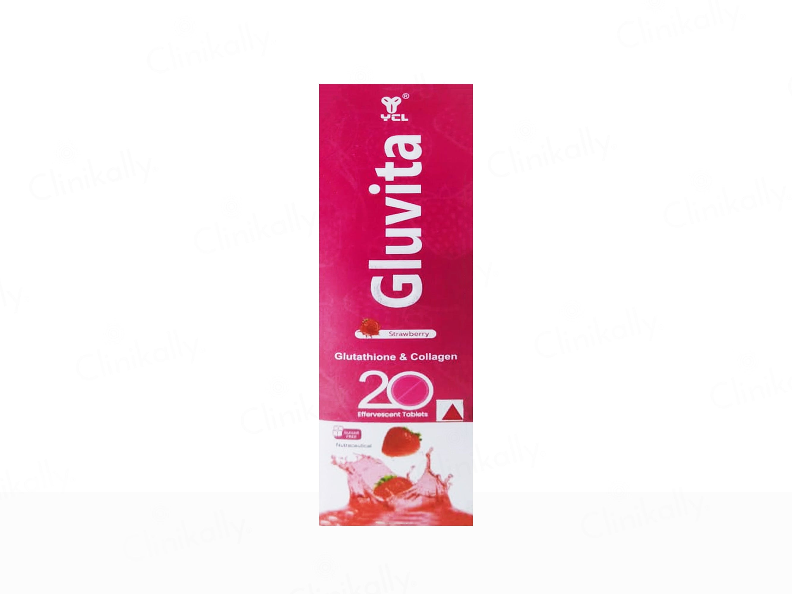 Gluvita Glutathione & Collagen Sugar Free Effervescent Tablet - Strawberry Flavour