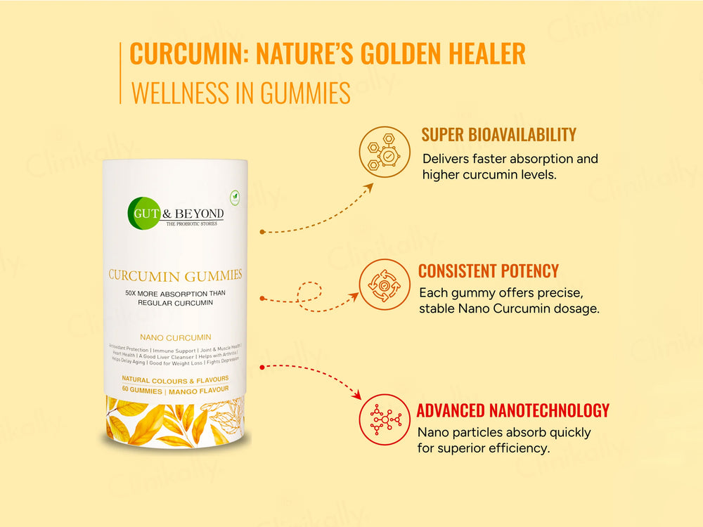 Gut & Beyond Nano Curcumin Gummies - Mango Flavour