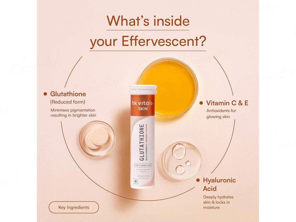 HK Vitals Glutathione With Vitamin C Effervescent Tablet - Orange Flavour