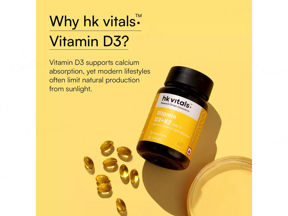 HK Vitals Vitamin D3 + K2 (MK-7) Soft Gelatin Capsule