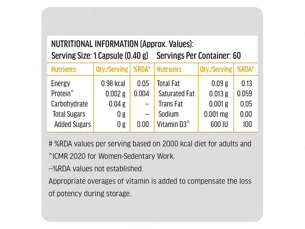 HK Vitals Vitamin D3 Soft Gelatin Capsule