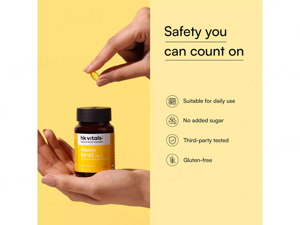 HK Vitals Vitamin D3 + K2 (MK-7) Soft Gelatin Capsule