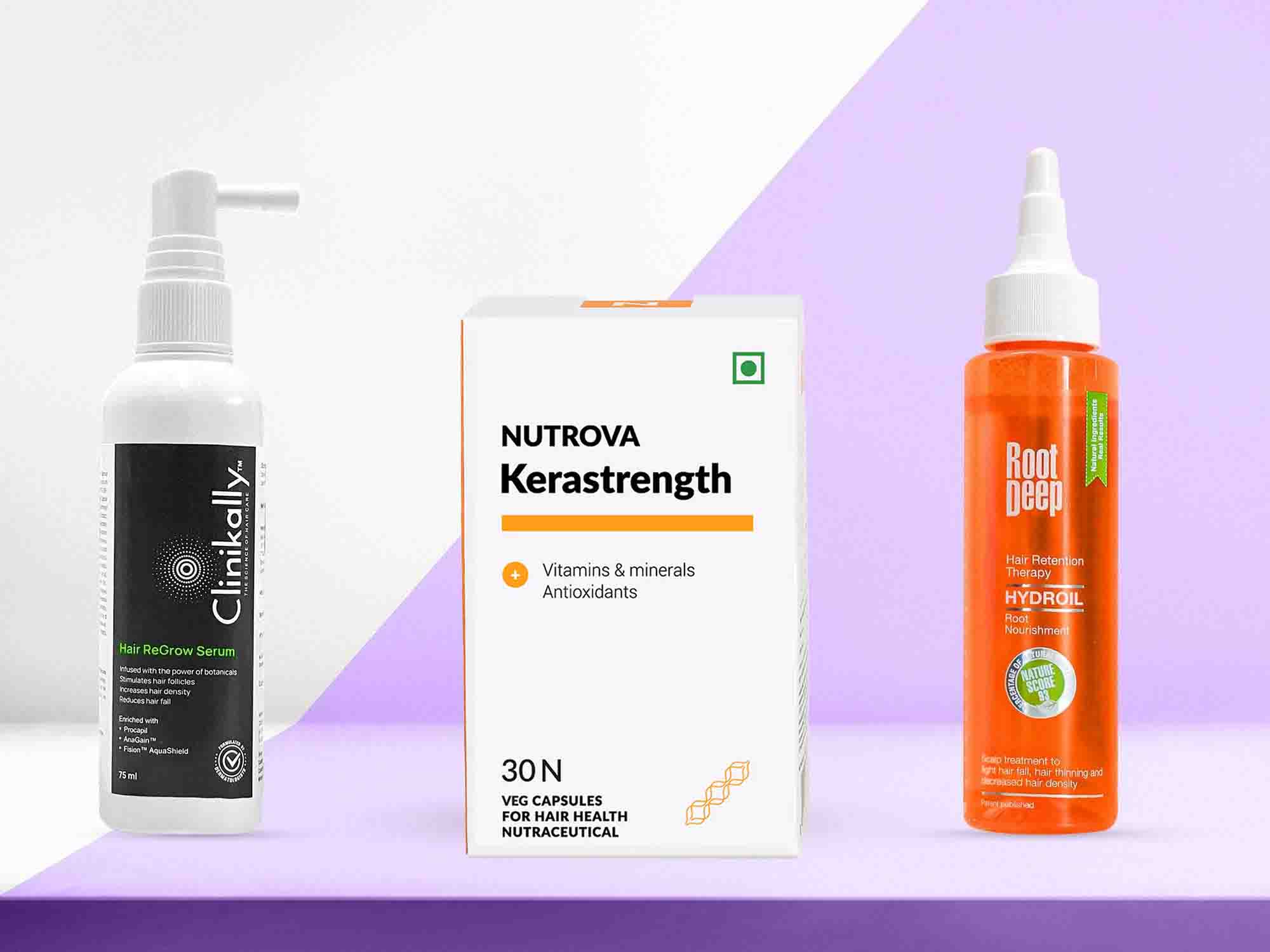 Hair Fall Treatment Kit: Clinikally, Nutrova, and Brillare
