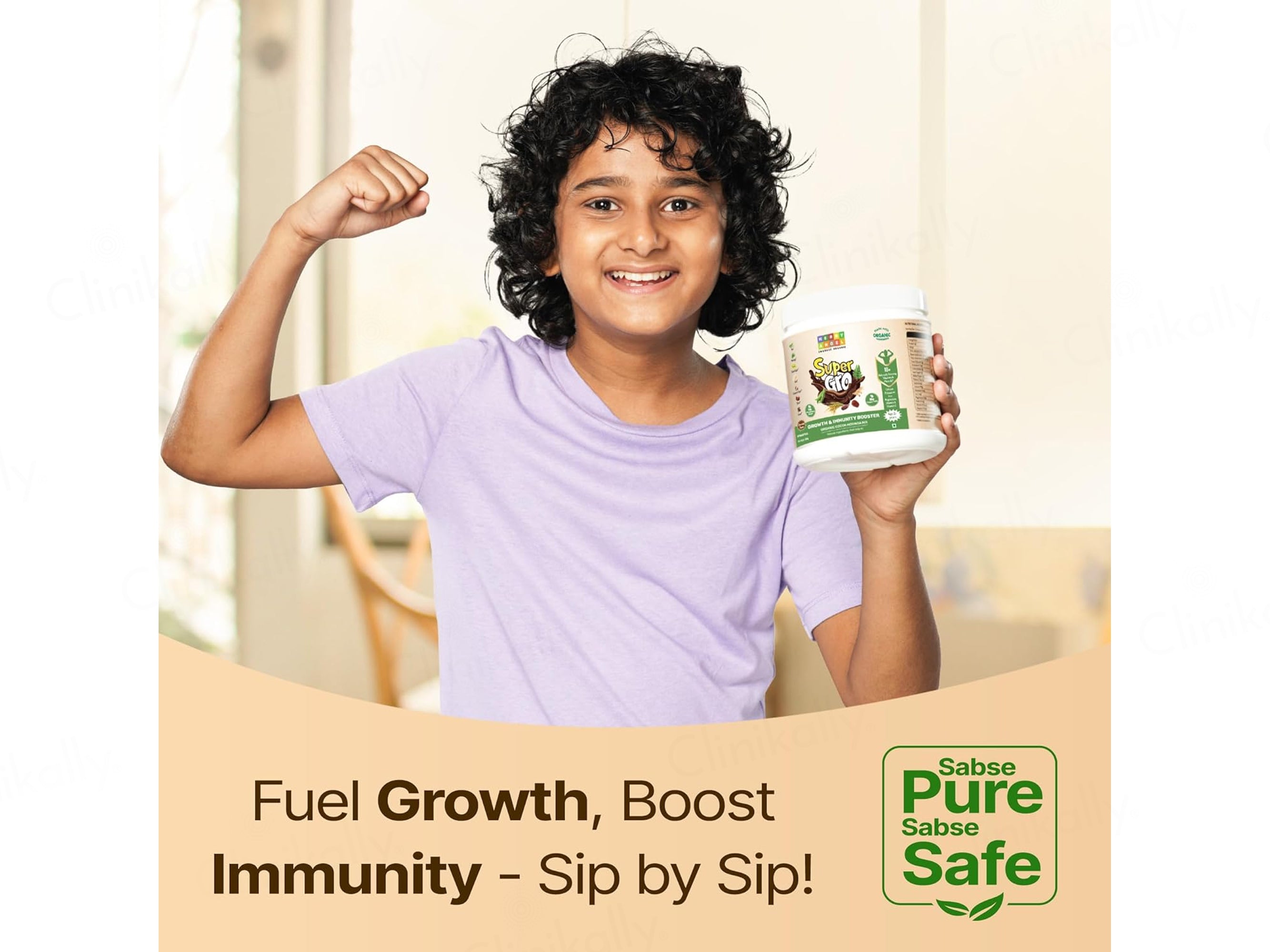 Herby Angel Super Gro Growth & Immunity Booster Supplement For Kids 2+ Years - Chocolate Flavour