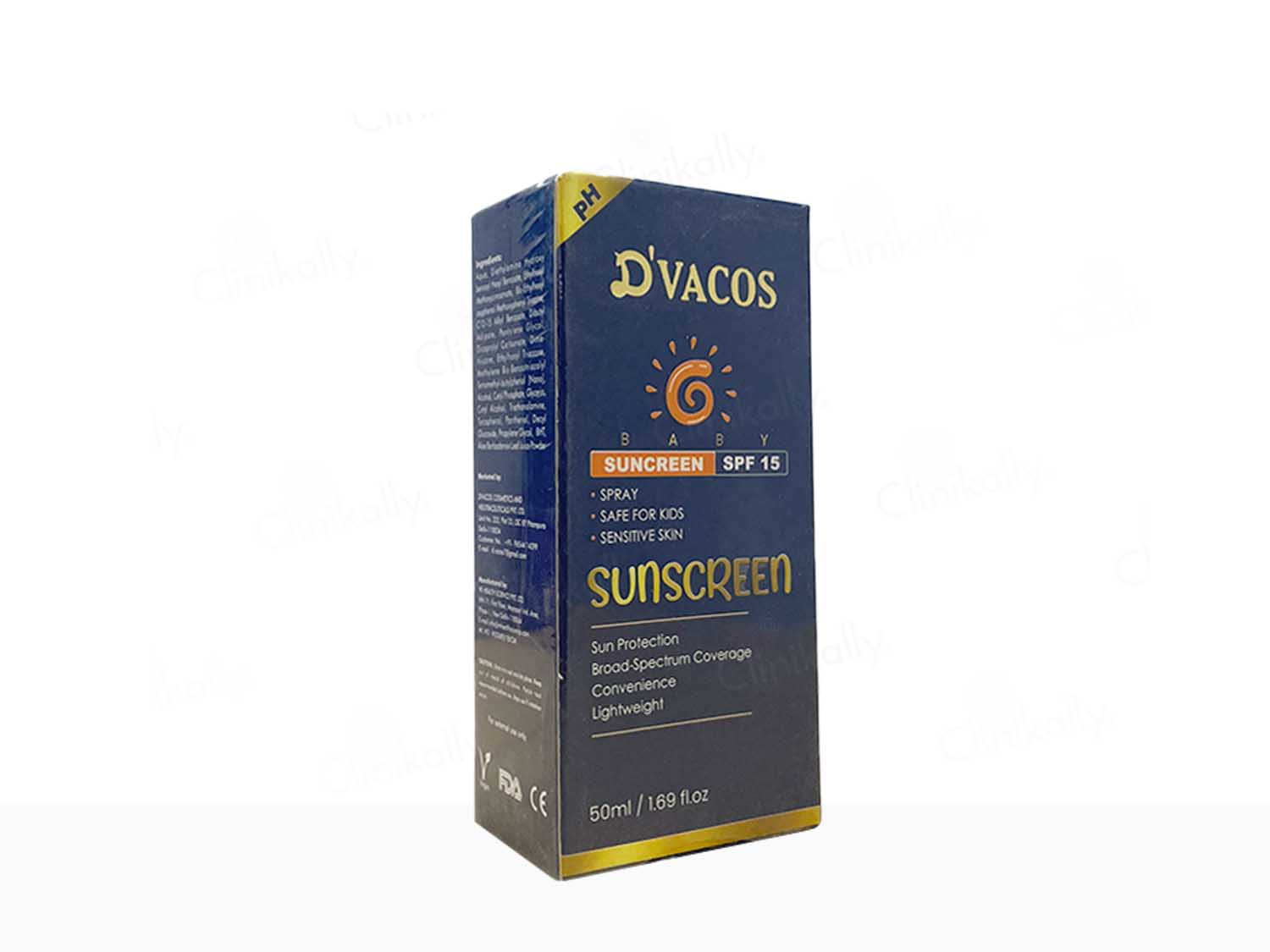 D'Vacos Baby Sunscreen Spray SPF 15-Clinikally