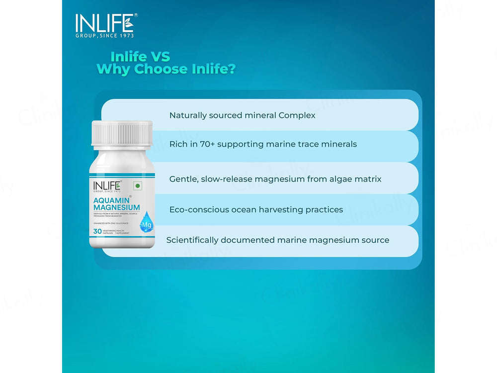 Inlife Aquamin Magnesium With Zinc Gluconate Health Supplement Vegetarian Capsule