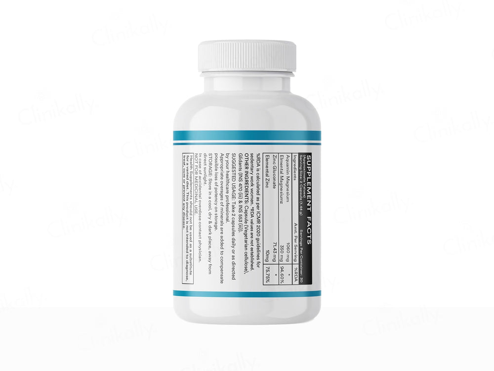 Inlife Aquamin Magnesium With Zinc Gluconate Health Supplement Vegetarian Capsule
