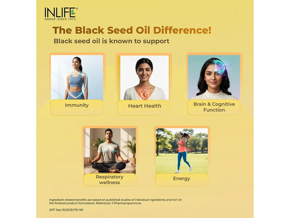 Inlife Black Seed Oil 500 mg Liquid Filled Veg Capsule